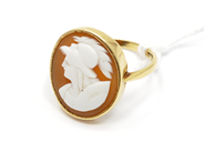 Pawnitems, Ring, with  cameo Ø17½ 18K 3,1g, in auction: Pawn – Tuesday 22 November 2011