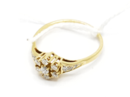 Pawnitems, Ring, with diamonds 1xca0,07ct and 6xca0,04ct and 6xca0,01ct somewhat skew Ø19 18K 3,1g, in auction: Pawn – Tuesday 22 November 2011