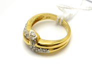 Pawnitems, Ring, double-dyed engraved with diamonds 10x0,01ct 18K Ø16½ 7,1g, in auction: Pawn – Tuesday 5 June 2012