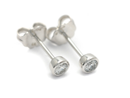 Jewellery - SINGLE-STONE EARRING, 18K white gold - View 1