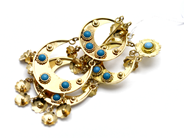 Pawnitems, Earrings 1 pair with turquoise stones 18K 24,4g, in auction: Pawn – Tuesday 31 July 2012