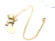 Pawnitems, Necklace "curb" 42cm damaged clasp 3 Charms 18K 5,1g, in auction: Pawn – Tuesday 31 July 2012