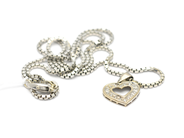 Pawnitems, Necklace Box-chain 52cm Pendant with diamonds 16x approx 0,005ct white gold 18K 14,7g., in auction: Pawn – Tuesday 31 July 2012