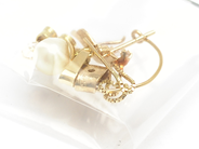 Pawnitems, Lot of gold with stones and pearl 14K defect 1,5g, in auction: Pawn – Tuesday 31 July 2012