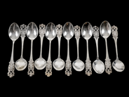 Pawnitems, Coffee spoons 12 items in silver unknown model 110mm 160,3g, in auction: Pawn – Tuesday 31 July 2012