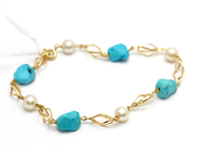 Pawnitems, Bracelet with stones and pearls 18K 20cm 5,9g, in auction: Pawn – Tuesday 31 July 2012