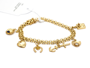Pawnitems, Bracelet X-bracelet with charms (defekter on charms is) 18K 18,5cm 13,4g, in auction: Pawn – Tuesday 31 July 2012