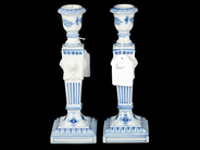 Pawnitems - Candlesticks, 1 Pair Royal Copenhagen musselmalet with lejonmaskaroner - View 1