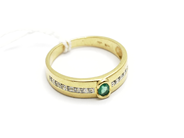 Jewellery, Ring 18K with green stone and diamonds 14xca0,005ct Ø18 3,4g, in auction: Pawn – Tuesday 26 March 2013