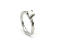 Jewellery - SINGLE STONE RING, 18K white gold - View 1