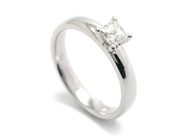 Jewellery - SINGLE STONE RING, 18K white gold with princess cut diamond 0,41 ctw - View 1