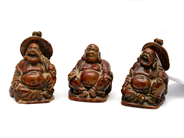 Curio - Buddhafigurer 3 items in wooden, slightly kantstötta - View 1