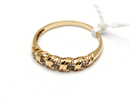 Jewellery, Ring somewhat skew with diamonds 5xca0,005ct 18K Ø17½ 1,4g, in auction: Pawn – Tuesday 17 September 2013