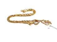 Jewellery, Necklace Singapore 45cm with pendant Hjärat with 4 items small diamonds 18K 1,9g, in auction: Pawn – Tuesday 5 November 2013