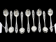 Lot, Coffee spoons 9 pieces model Telemark in silver 830 119mm 97,1g, in auction: Pawn – Tuesday 5 November 2013