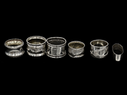 Lot, Napkin rings 6 pieces defect and engraving in different size´s in silver 64,9g, in auction: Pawn – Tuesday 5 November 2013
