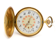 Watches, Pocket watch, Hunter monogram engraved dented edges Gross weight: 91,4 18K, in auction: Pawn – Tuesday 5 November 2013