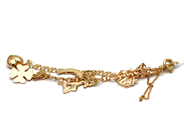 Jewellery, Bracelet, Bismarck with 5 items charms 17cm 18K 6,3g, in auction: Pawn – Tuesday 5 November 2013