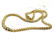 Jewellery, Necklace graduated with brilliant cut diamonds runt of 1x approx 0,20ct + 4x approx 0,16ct + 100x approx 0,01ct (a missing and somewhat defect in the link) 14K 43cm 34,1g, in auction: Pawn – Tuesday 5 November 2013