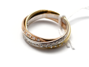 Jewellery, Ring 18K three-coloured with diamonds 21xca0,01ct Ø18, 6g, in auction: Pawn – Tuesday 5 November 2013