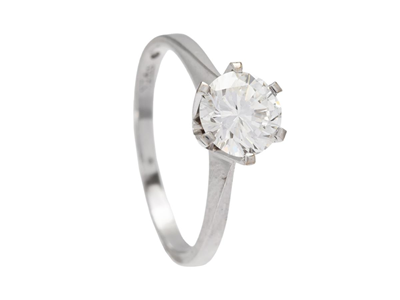 Smycken, ENSTENSRING, 14K vitguld