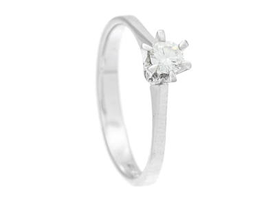 Smycken, ENSTENSRING, 18K vitguld med briljantslipade diamant 0,17 ctv