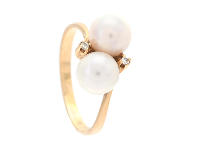 Smycken, RING, 18K 2 odlade pärlor ca 7 mm