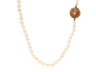 Smycken, PÄRLCOLLIER, odlade pärlor ca 7-7,5 mm