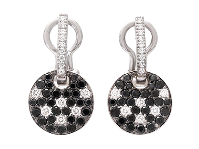 Smycken, ÖRHÄNGEN, 18K vitguld med 54 svarta briljantslipade diamanter