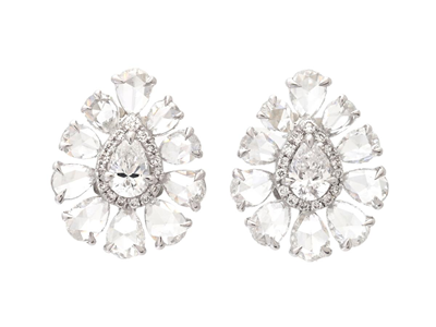 Smycken, ÖRHÄNGEN, 18K vitguld med 2 st droppslipade diamanter 0,27 ctv