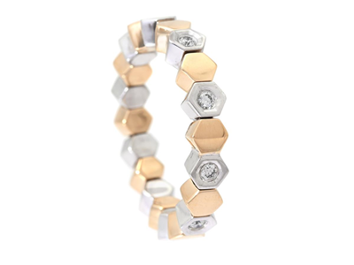 Smycken, RING, 18K guld/vitguld/stål