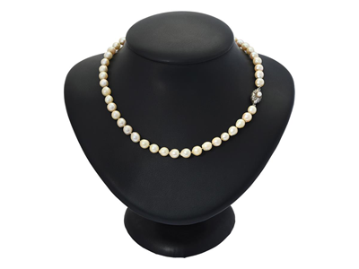 Smycken, PÄRLCOLLIER, silverlås med pärla