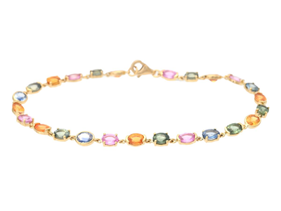 Smycken, ARMBAND, 18K guld med safirer 7,57 ctv längd 17 cm