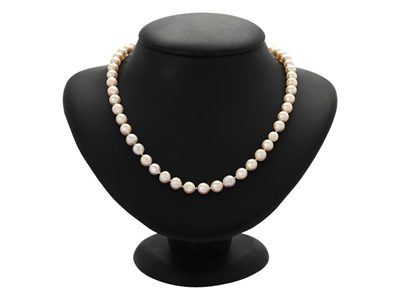 Smycken, PÄRLCOLLIER, något barocka odlade pärlor ca 6,5-7 mm