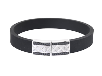 Smycken, ARMBAND, 18K vitguld/gummi