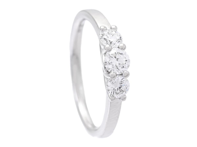 Smycken, TRESTENSRING, 18K vitguld 3 briljantslipade diamanter 0,48 ctv