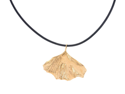 Smycken, HÄNGE, guldpläterat ginkgoblad