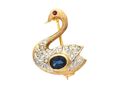 Smycken, BROSCH, svan