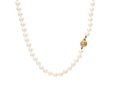 Smycken, PÄRLCOLLIER, odlade pärlor ca 6,5-7 mm