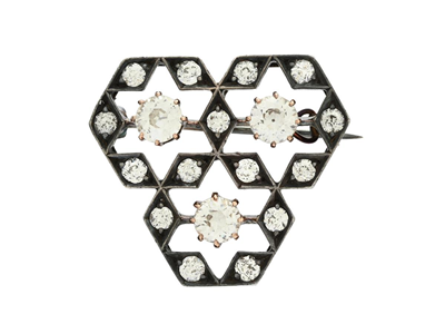 Smycken, BROSCH, silver/14K guld