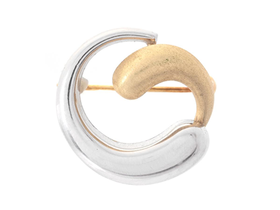 Smycken, BROSCH, 14K guld/vitguld