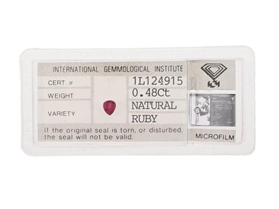 Ädelstenar, RUBIN, droppslipad