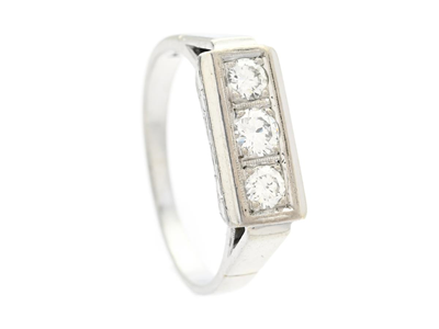 Smycken, TRESTENSRING, 14K vitguld