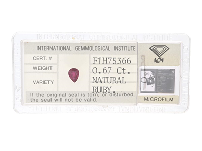 Ädelstenar, RUBIN, droppslipad 0,67 ct