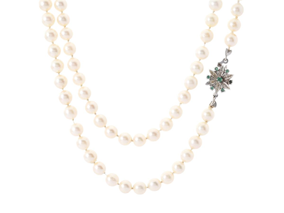 Smycken, PÄRLCOLLIER, odlade saltvattenspärlor ca 7,5-8 mm