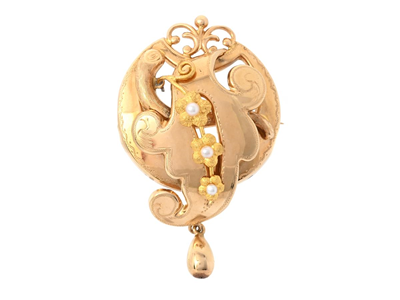 Smycken, BROSCH, 18K guld