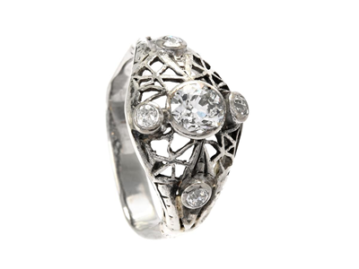 Smycken, RING, 18K vitguld/silver diamanter ca 0,50 ctv