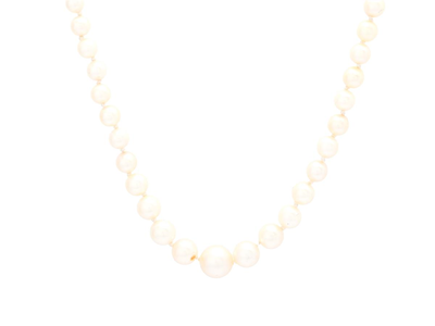 Smycken, PÄRLCOLLIER, odlade saltvattenpärlor ca 7,5-3,0 mm