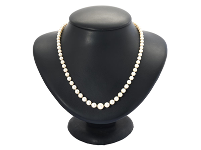 Smycken, PÄRLCOLLIER, odlade doserade pärlor ca 3,5-7,5 mm