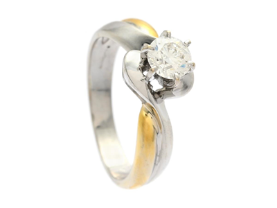 Smycken, ENSTENSRING, 18K vitguld/guld